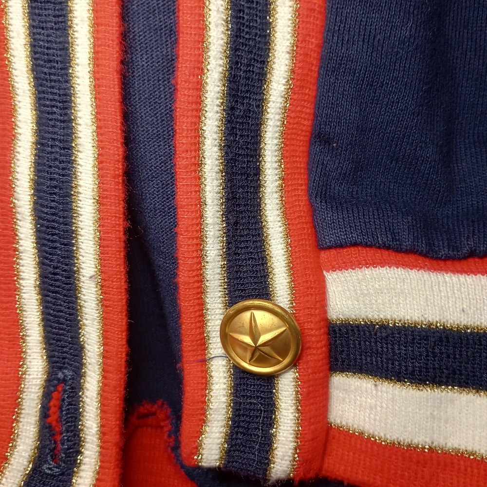 Vintage 70s Oversized Ribbed Varsity Cardigan Preppy Track Suit Jacket Prepcore - Picture 3 of 7